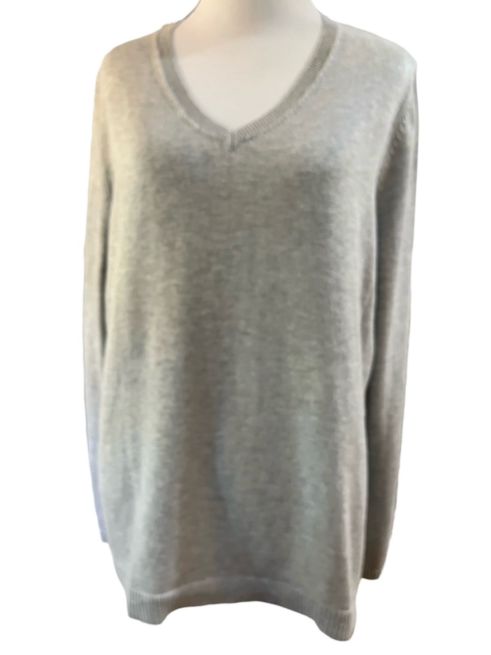 CROFT & BARROW LONG SLEEVE LIGHTWEIGHT KNIT SWEATER LIGHT HEATHER GRAY SIZE XL